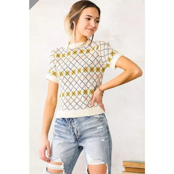 Buckle Willow & Root Checkered Print Sweater S - Picture 1 of 4